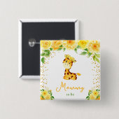 Giraffe Gelbe Florale Mama-wird Button (Vorne & Hinten)