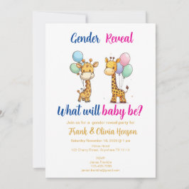 Giraffe Gender Reveal mit Balloons Einladung