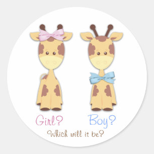 Giraffe Gender Reveal Runder Aufkleber