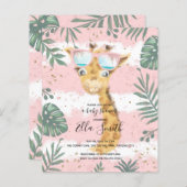 Giraffe Girl Pinky Baby Dusche Einladung (Vorne/Hinten)