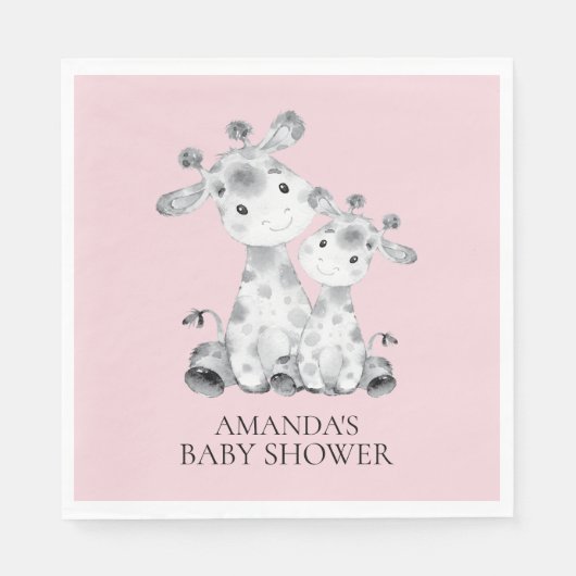 Giraffe Girls Babydusche Papier Napkins Serviette (Vorderseite)