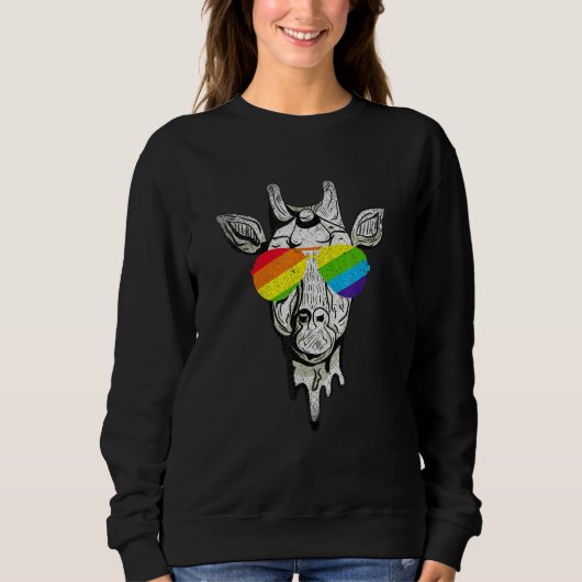 Giraffe Glasses Sonnenbrille Lesbian Outfit Trans Sweatshirt (Vorderseite)
