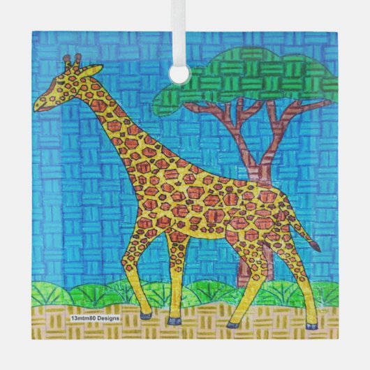 Giraffe - Glasverzierung Ornament Aus Glas (Vorderseite)