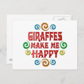 Giraffe Glück Postkarte (Vorne/Hinten)
