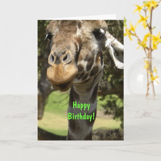 Giraffe, glücklich zum Geburtstag! Karte (Gelbe Blume)