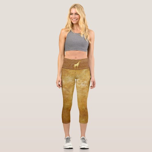 Giraffe Gold Capri Leggings (Vorderseite)