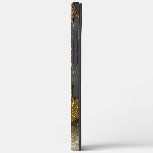 Giraffe Gold Glitzer Elegante Grüne Safari Case-Mate iPhone Hülle (Rückseite / Links)