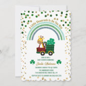 Giraffe Gold Leprechaun Clover Rainbow Baby Shower Einladung (Vorderseite)