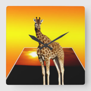 Giraffe Golden Sonnenschein, Quadratische Wanduhr