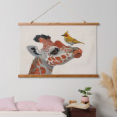 GIRAFFE & GOLDENER VOGEL WANDTEPPICH MIT HOLZRAHMEN (Schlafzimmer)
