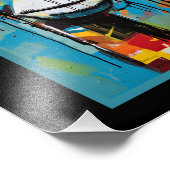 Giraffe Grafitti, lustig und bunt, Fotodruck (Ecke)