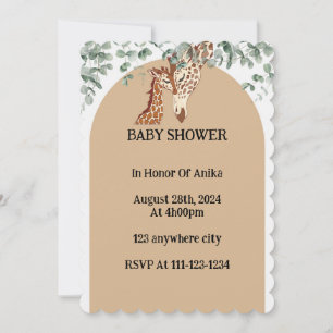 GIRAFFE GREENERY BABY SHOWER EINLADUNG