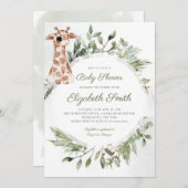 Giraffe Greenery Gender Neutral Animal Baby Shower Einladung (Vorne/Hinten)