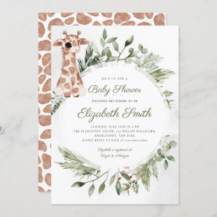Giraffe Greenery Gender Neutral Animal Baby Shower Einladung