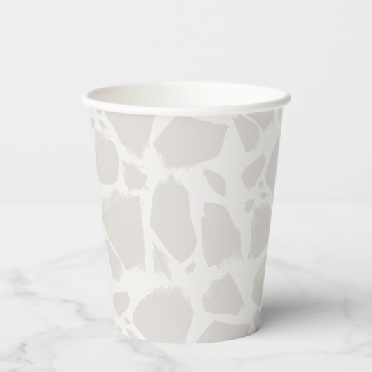 Giraffe Greige Watercolor Baby Shower Pappbecher (Rückseite)