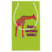 Giraffe, Grünpapier, kleine Geschenktasche Geschenktüte (Rückseite)