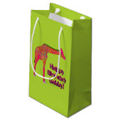 Giraffe, Grünpapier, kleine Geschenktasche Geschenktüte (Rückseite Schrägansicht)