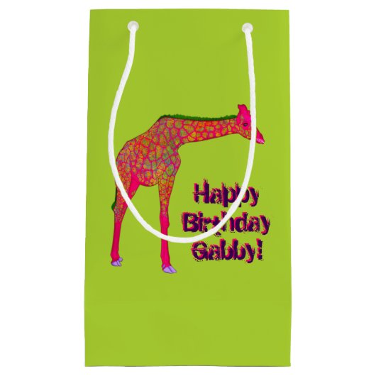 Giraffe, Grünpapier, kleine Geschenktasche Geschenktüte (Vorderseite)