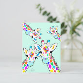 Giraffe, handgemalte Kunstmalerei, grün Postkarte (Stehend Vorderseite)