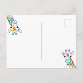 Giraffe, handgemalte Kunstmalerei, grün Postkarte (Rückseite)