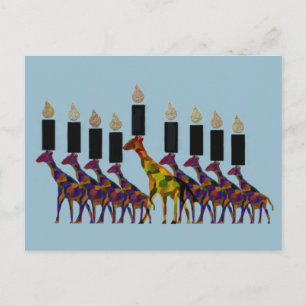 Giraffe Hannukah Menorah Postkarte