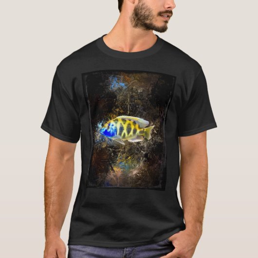 Giraffe Hap African Cichlid Abstract Portrait Grap T-Shirt (Vorderseite)