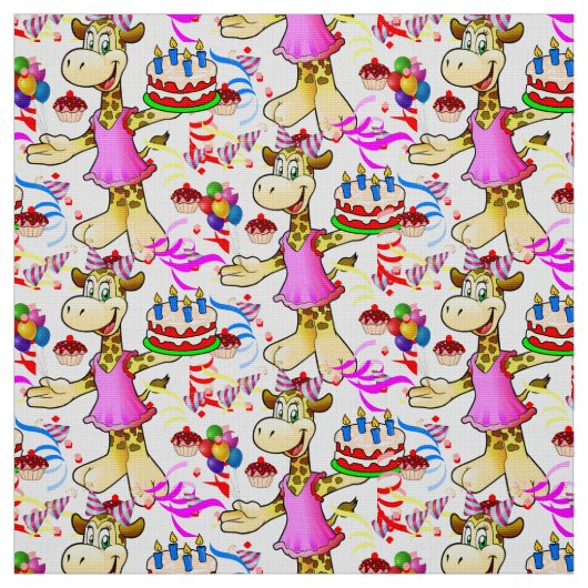 Giraffe Happy Birthday Cake Stoff (Muster)