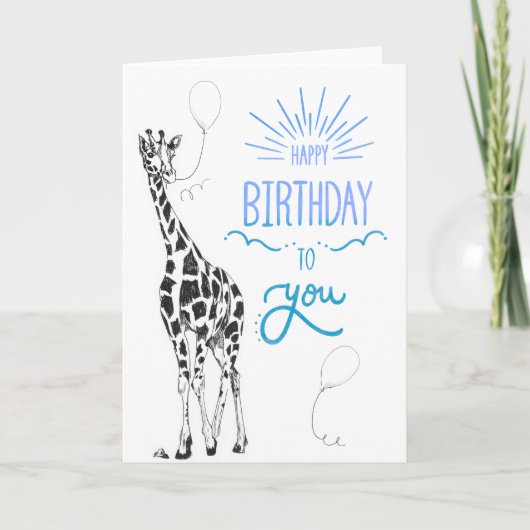 Giraffe Happy Birthday Card Dankeskarte (Vorderseite)
