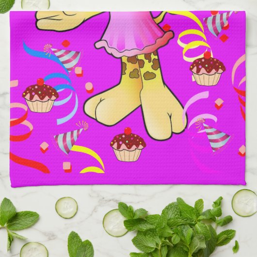 Giraffe Happy Birthday Kitchen Handtuch (Gefaltet)