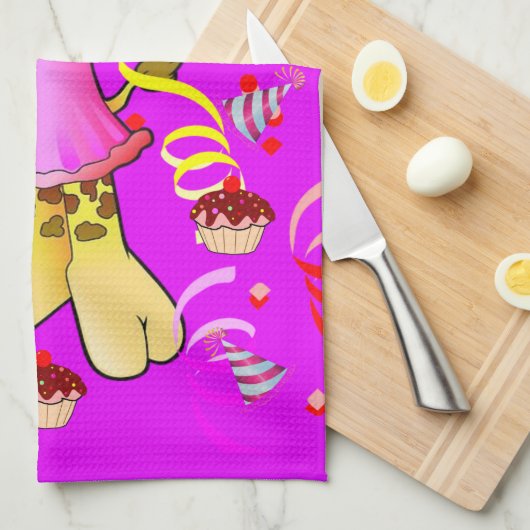 Giraffe Happy Birthday Kitchen Handtuch (Viertel Falte)