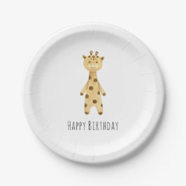 Giraffe "Happy Birthday" niedlich minimalistisch Pappteller