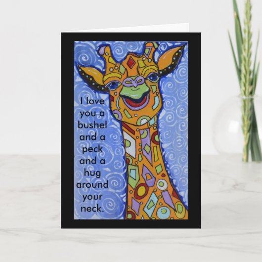 Giraffe Happy I Liebe Sie ein Bushel und ein Peck Karte (Vorderseite)