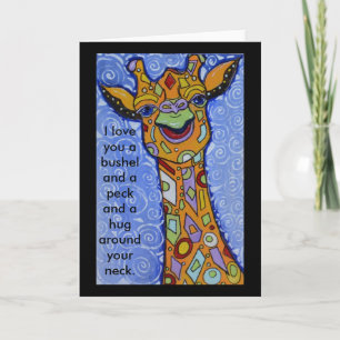 Giraffe Happy I Liebe Sie ein Bushel und ein Peck Karte