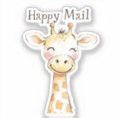 Giraffe Happy Mail Aufkleber (Vorderseite)