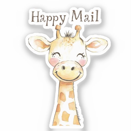 Giraffe Happy Mail Aufkleber (Vorderseite)