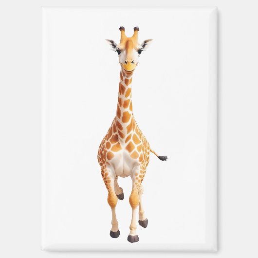 Giraffe Happy Spielspass Springen in die Luft Freu Magnet (Vorderseite)