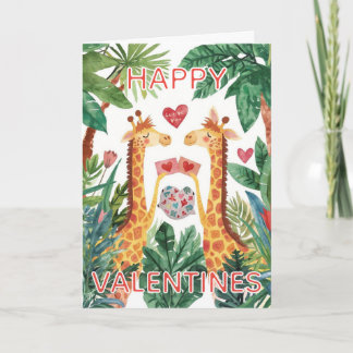 Giraffe Happy Valentines Karte