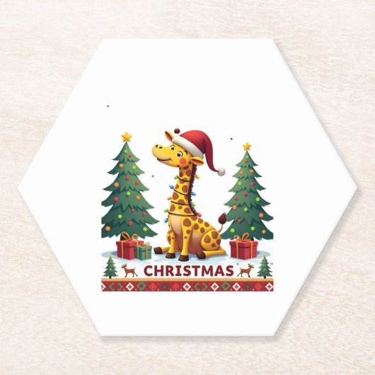 Giraffe hässliche Weihnachtspullover lustige Santa Untersetzer (Vorderseite)