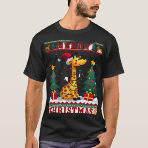 Giraffe-Hässliche-Weihnachtspullover Lustiger-Sant T-Shirt