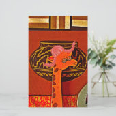 Giraffe Hat Art Print Briefpapier (Stehend Vorderseite)