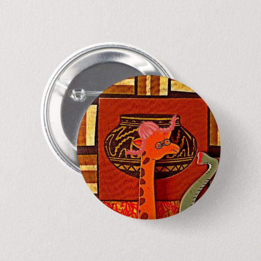 Giraffe Hat Art Print Button (Vorne & Hinten)