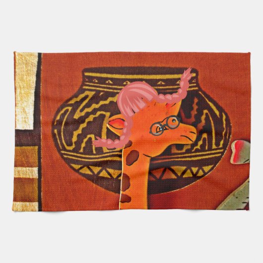 Giraffe Hat Art Print Geschirrtuch (Horizontal)