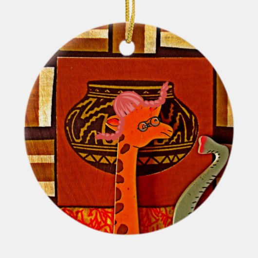 Giraffe Hat Art Print Keramik Ornament (Vorne)