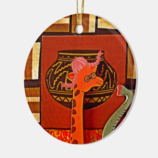 Giraffe Hat Art Print Keramik Ornament (Links)