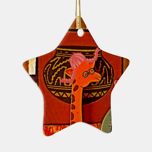 Giraffe Hat Art Print Keramikornament (Rechts)