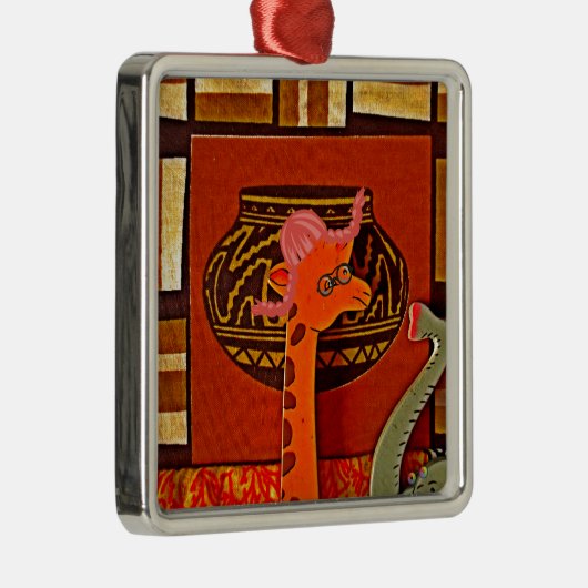 Giraffe Hat Art Print Ornament Aus Metall (Rechts)