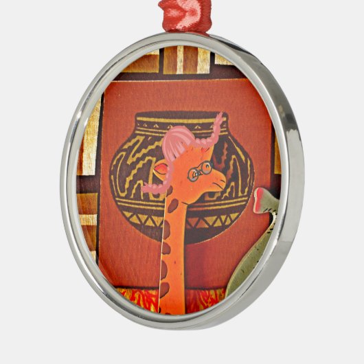 Giraffe Hat Art Print Ornament Aus Metall (Links)