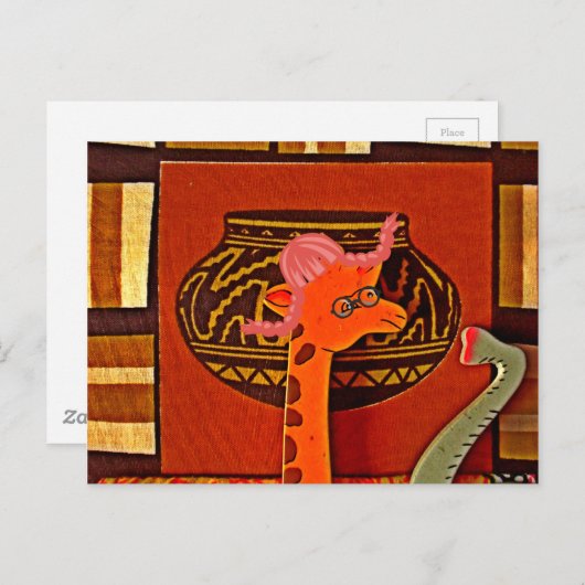 Giraffe Hat Art Print Postkarte (Vorne/Hinten)