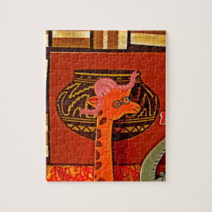 Giraffe Hat Art Print Puzzle