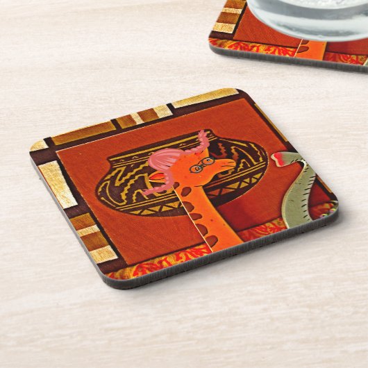 Giraffe Hat Art Print Untersetzer (Linke Seite)